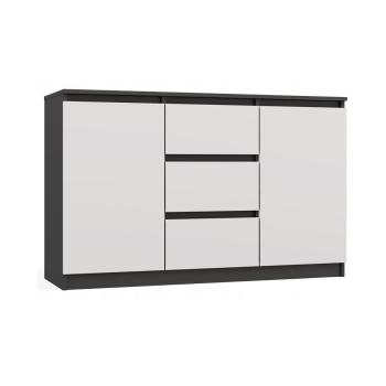 KOMODA 2 DRZWI 3 SZUFLADY ANTRACYT/BIEL KOMPLET