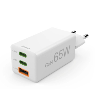 HAMA Schnellladegerät, 2x USB-C PD, 1x USB-A QC 65