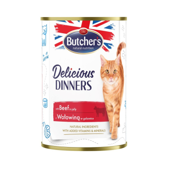 BUTCHER'S Delicious Dinners Kawałki z wołowiną w galaretce - mokra karma dla kota - 400 g