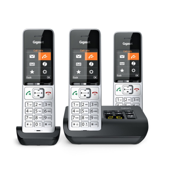 Telefon bezprzewodowy Gigaset 500A Comfort Trio - Automatyczna sekretarka - ECO DECT\GAP\CAT-iq - Srebrny + 2 dodatkowe słuchawki