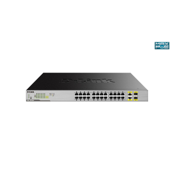D-Link DGS-1026MP łącza sieciowe Nie zarządzany Gigabit Ethernet (10/100/1000) Obsługa PoE Czarny, Szary