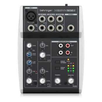 Behringer 502S - 5-kanałowy kompaktowy mikser analogowy z interfejsem USB zaprojektowany specjalnie do obsługi podcastów, streamowania oraz nagrywania