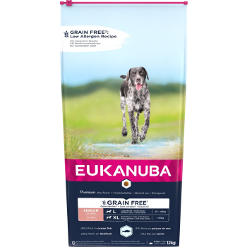EUKANUBA Grain Free Senior Duże i olbrzymie rasy, Ryby oceaniczne - sucha karma dla psa - 12 kg