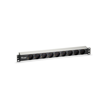 Equip 19" Steckdosenleiste 9xSchuko->St.90Â° si.         Alu.