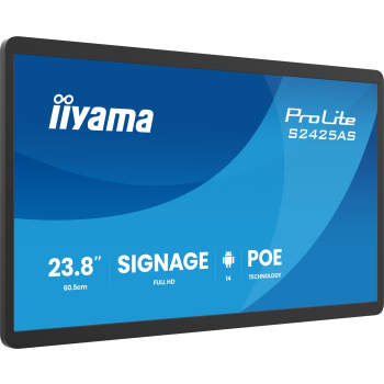 iiyama ProLite S2425AS-B1P Płaski panel Digital Signage 60,5 cm (23.8") LCD Wi-Fi 500 cd/m2 Full HD Czarny Procesor wbudowany Android 24/7