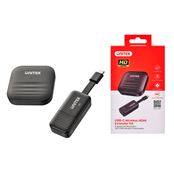 UNITEK BEZPRZEWODOWY NADAJNIK HDMI DO 50M, USB-C, CZARNY