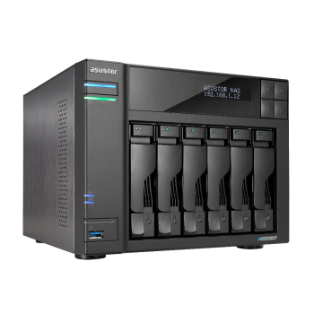 NAS Asustor AS6706T; Tower; 6x (3.5" SATA HDD/ 2.5" SSD); Intel Celeron N5105; 8GB DDR4 SODIMM (max. 16GB), 2x 2.5GbE, 4x M.2 2280 NVMe PCIe 3.0, 2x U