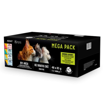 PetRepublic saszetki dla kota rybne smaki (łosoś, kurczak, tuńczyk, dorsz, pstrąg) 48x85g