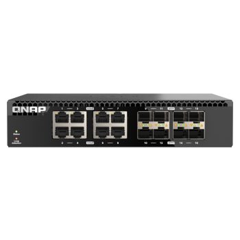 Qnap QSW-3216R-8S8T, 8x 10GbE, 8x 10GbE SFP+, half-rackmount design, unmanaged switch