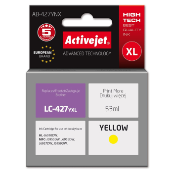Activejet AB-427YNX Tusz (zamiennik Brother LC-427YXL; Supreme; 53 ml; żółty)