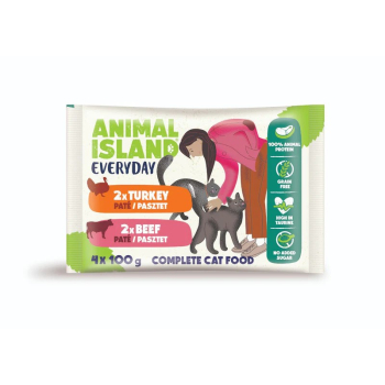 ANIMAL ISLAND wołowina/indyk saszetki dla kota 4x100g