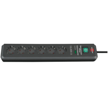 Brennenstuhl 1159540366 rozgałęziacz 2 m 6 x gniazdo sieciowe Czarny