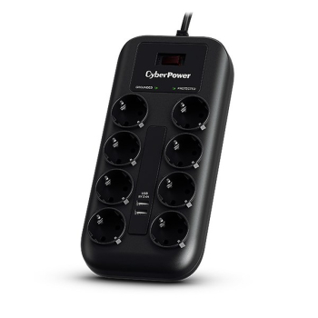 CyberPower P0820SUF0-DE ochrona przeciwprzepięciowa Czarny 8 x gniazdo sieciowe 200 - 250 V 1,8 m