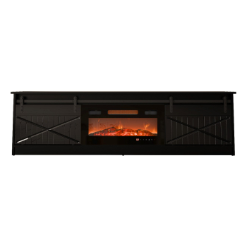 Szafka RTV GRANERO+kominek 200x56,7x35 czarny/czarny poł