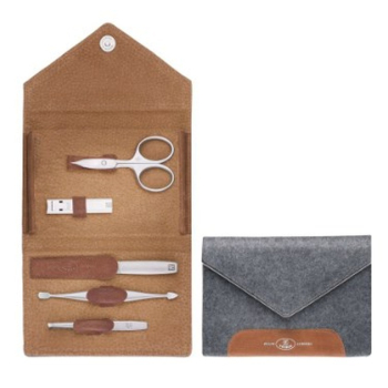 Zestaw podróżny do manicure ZWILLING 97699-005-0 Twinox – szare, filcowe etui, 5 elementów