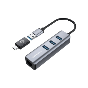 GRAUGEAR USB-HUB 3x porty USB 3.0 Type-A+ Gbit LAN sprzedaż detaliczna