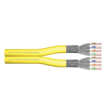 Kabel instalacyjny dupleksowy DIGITUS kat.7A, S/FTP, Dca, AWG 22/1, LSOH, 500m, żółty, szpula