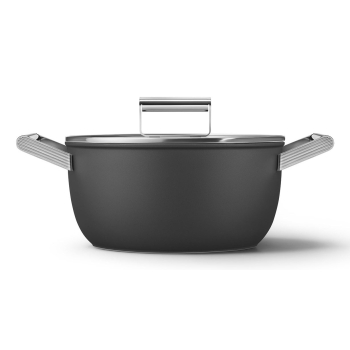 Smeg CSF2412BLM Kochtopf, 20 cm, Keramik, Edelstahlgriff, Mattschwarz