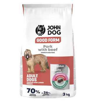 John Dog GOOD FORM Ś/D RASY wieprzowina z wołowiną Karma sucha dla psa 3kg