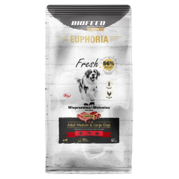 BIOFEED Euphoria Fresh Meat Adult Medium & Large Wieprzowina i Wołowina 12kg
