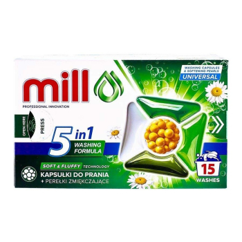MILL Kapsułki do prania + perełki zmiękczające UNIVERSAL 15 szt. 5KWB.K