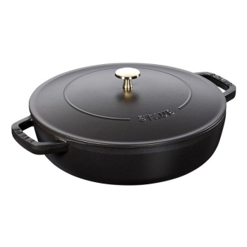 Głęboka patelnia do duszenia z pokrywką STAUB 40511-472-0 - czarna 28 cm