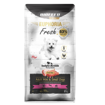 BIOFEED Euphoria Fresh Meat Adult Mini & Small Indyk i Królik 2kg (WYPRZEDAŻ)