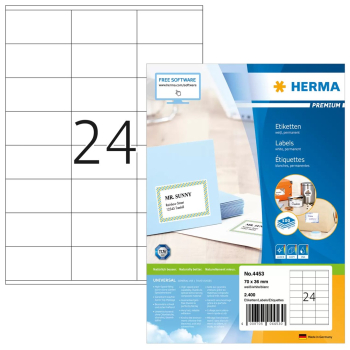 HERMA Etiketten Premium A4 weiĂź 70x36   mm Papier 2400 St.