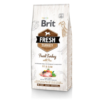 BRIT Fresh Turkey & Pea fit & slim - sucha karma z indykiem dla psów o niskiej aktywności i z nadwagą - 12 kg