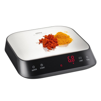 Elektroniczna waga kuchenna GEFU PREZISO czarna, stal nierdzewna, Blat prostokąt