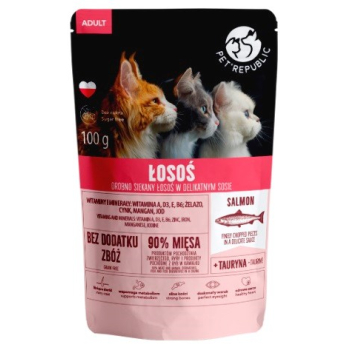 PET REPUBLIC Adult Łosoś drobno siekany - mokra karma dla kota - 100 g
