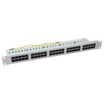 Panel patch Ecolan Cat 3 ISDN 19" 1U 50 portów RJ45 8/4 jasnoszary RAL7035
