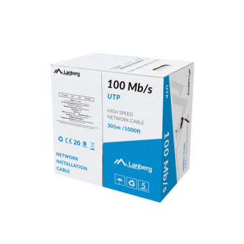 LANBERG KABEL UTP 100MB/S 305M DRUT CCA CZARNY LCU5-10CC-0305-BK