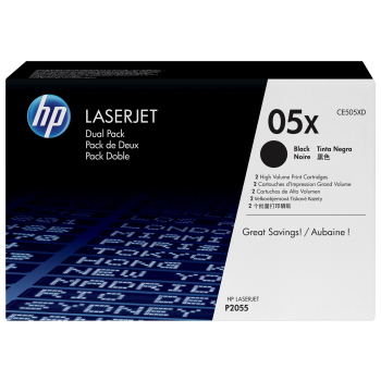 HP 05X zestaw 2 oryginalnych wkładów z czarnym tonerem LaserJet XL