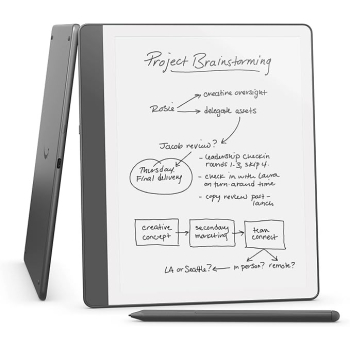 Ebook New Kindle Scribe - 2024 release 10.2” glare-free 32GB Wi-Fi (Without Lockscreen Ads) with Premium Pen Tungsten Grey