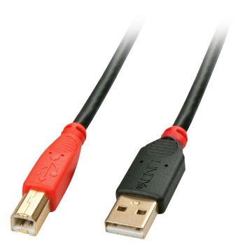 Lindy 42762 kabel USB USB 2.0 15 m USB A USB B Czarny, Czerwony