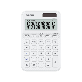 CASIO Kalkulator MS-20YC-WE Zasilanie bateryjno-słoneczne, Kolor Biały.