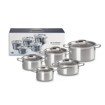 Le Creuset 3-warstwowy 3-warstwowy pięcioczęściowy pięcioczęściowy zestaw rondli ze stali nierdzewnej (96209400001000)