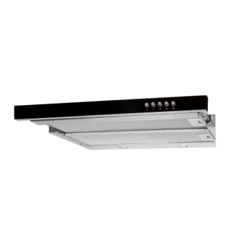 Okap podszafkowy teleskopowy AKPO WK-7 LIGHT GLASS 50 INOX CZARNY (500mm; kolor inox, front czarne szkło)