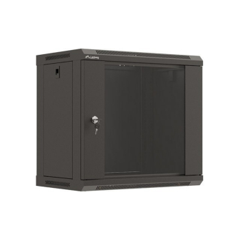 Szafa instalacyjna rack wisząca 19" 9U 540x350 czarna drzwi przeszklone Lanberg (FLAT PACK)