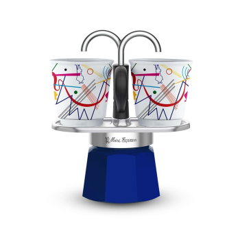 Bialetti Mini Express Kandinsky Kawiarka moka Niebieski, Srebrny