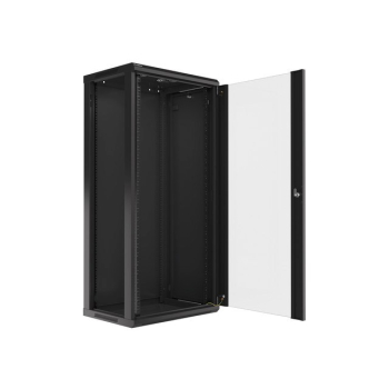 Szafa jednosekcyjna Lanberg WF01-6427-10B (27U; 1300mm / 600mm / 450 mm; wisząca; Szklane; 19''; kolor czarny)