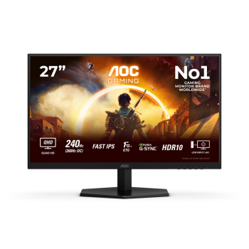 Monitor Certyfikat AOC Q27G42ZE 27" IPS Złącze QHD 16:9 260 Hz 1 ms 2560 x 1440 pikseli 300 cd/m2 Ilość portów HDMI: 1 Czarny