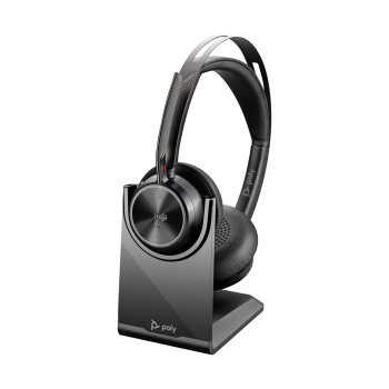 POLY Zestaw słuchawkowy Voyager Focus 2 z certyfikatem Microsoft Teams USB-C-C + przejściówka USB-C/A + podstawka ładująca