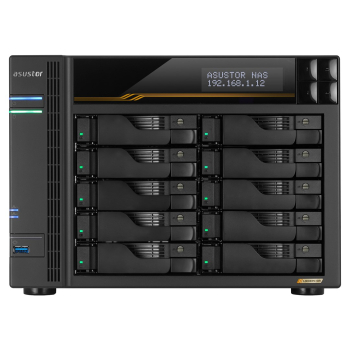 NAS Asustor AS6810T; Tower; 10x (3.5" SATA HDD/ 2.5" SSD); AMD Ryzen Embedded V3C14; 16G ECC DDR5 SODIMM (max. 64GB), 2x 10GbE, 2x 5GbE, 4x M.2 2280 N