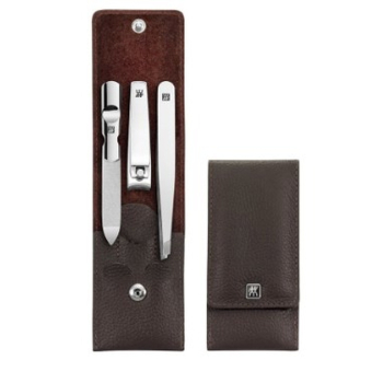 Zestaw podróżny do manicure ZWILLING 97678-007-0 Classic Inox – brązowe, skórzane etui 3 elementy