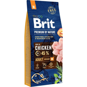 BRIT PREMIUM BY NATURE Adult M - sucha karma z kurczakiem dla psów dorosłych ras średnich - 15 kg