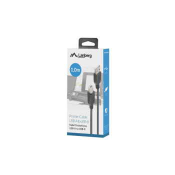 LANBERG KABEL USB-A->USB-B M/M 2.0 1M FERRYT CZARNY BOX CA-USBA-15CU-0010-BK