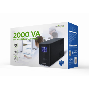 ENERGENIE ZASILACZ AWARYJNY UPS AVR 2000VA LCD, 3X C13, 2X SCHUKO, USB, RJ45