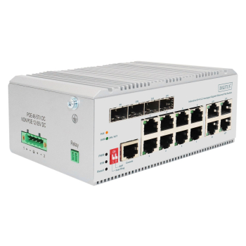 Digitus 8-portowy przełącznik sieciowy Gigabit Ethernet PoE, przemysłowy, zarządzany L2, 4 SFP Uplink